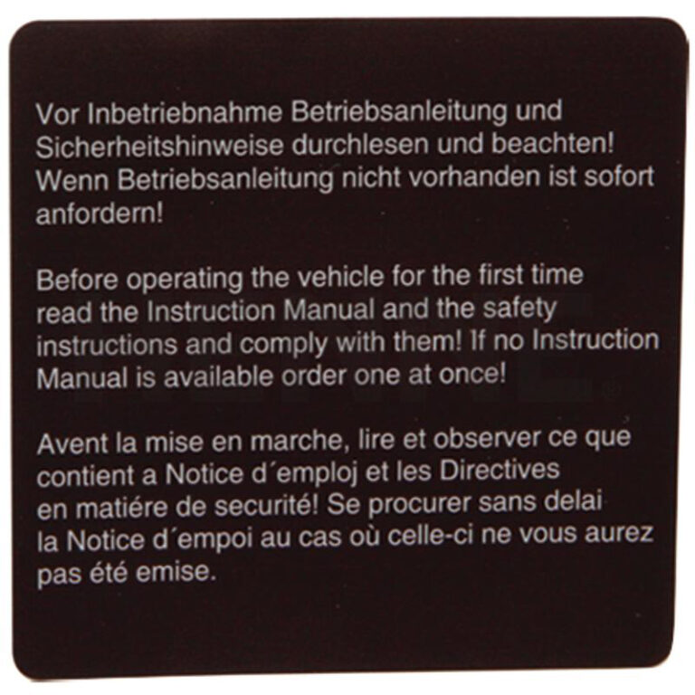 Aufkleber Hinweisschild Betriebsanleitung - braun