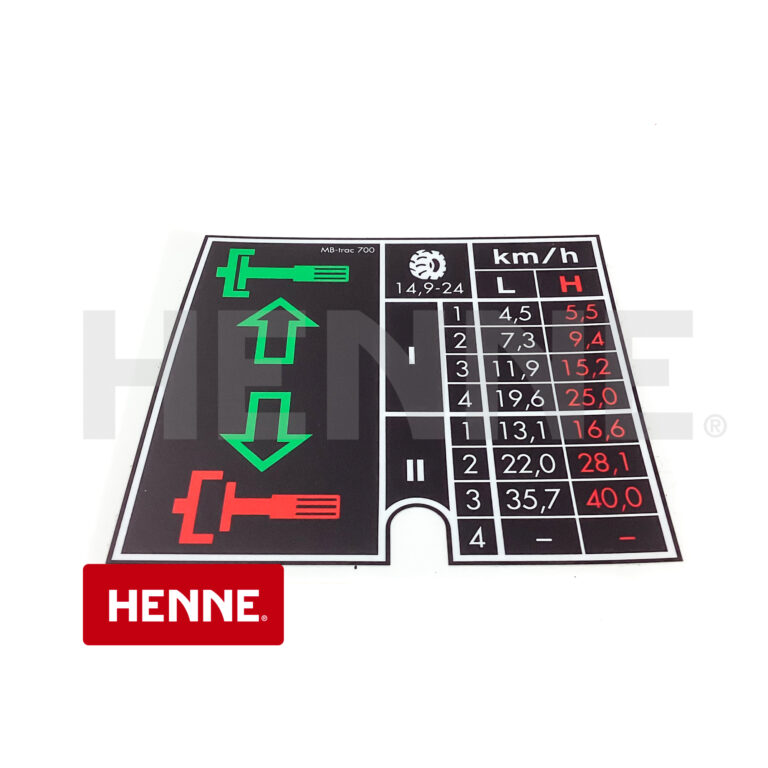 MB trac 700 Aufkleber "Tabelle Zapfwelle Geschwindigkeit"